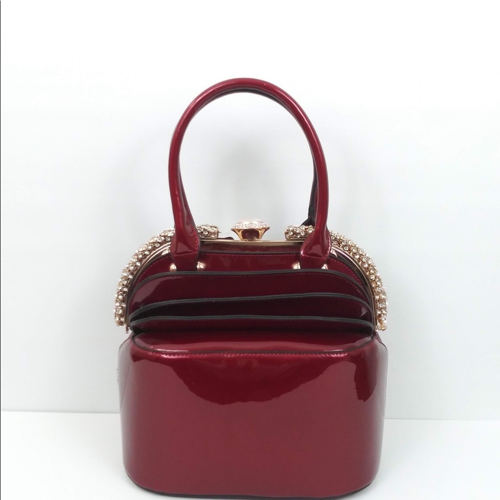 Red Faux Accordion box shaped purse